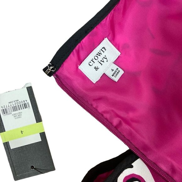 Crown & Ivy Hot Pink And Black Paisley Sleeveless Fit And Flare Dress, Size 4 - Picture 4 of 4